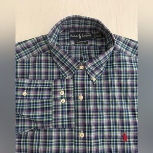 Polo Ralph Lauren Shirt Mens Large Blue Button Down Classic Fit Performance Pony